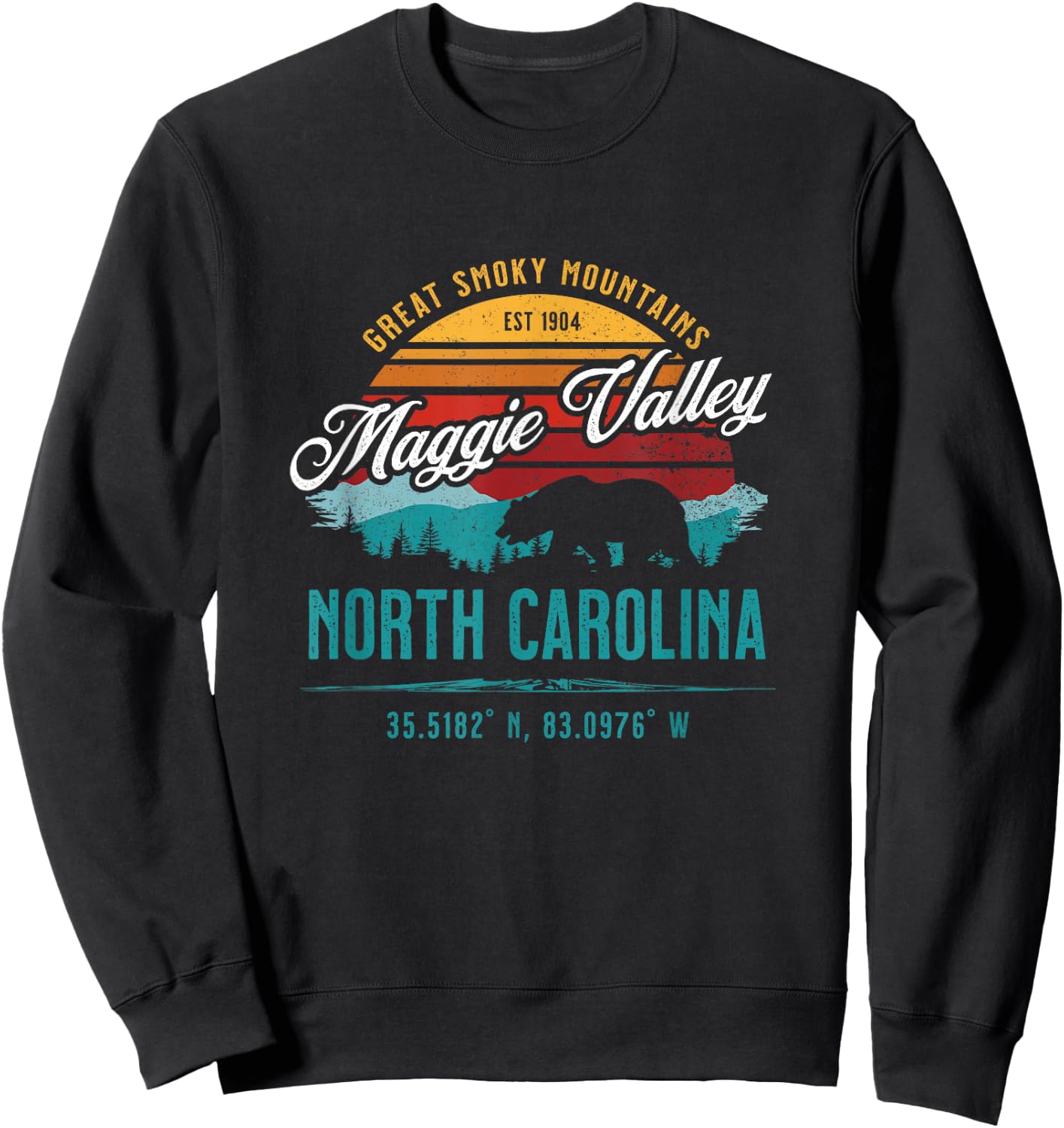 Maggie Valley North Carolina USA Retro Great Smoky Mountains Sweatshirt - Sweatshirt | Black