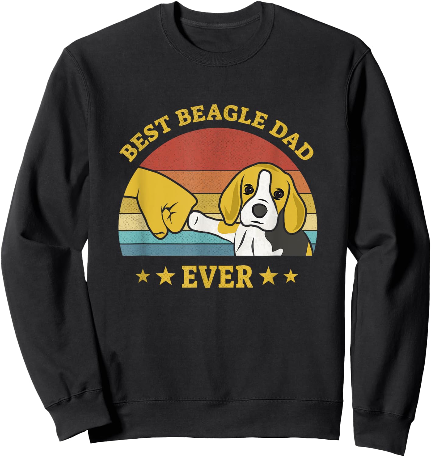 Cute Best Beagle Dad Ever Vintage Puppy Lover Retro Design Sweatshirt - Sweatshirt | Black
