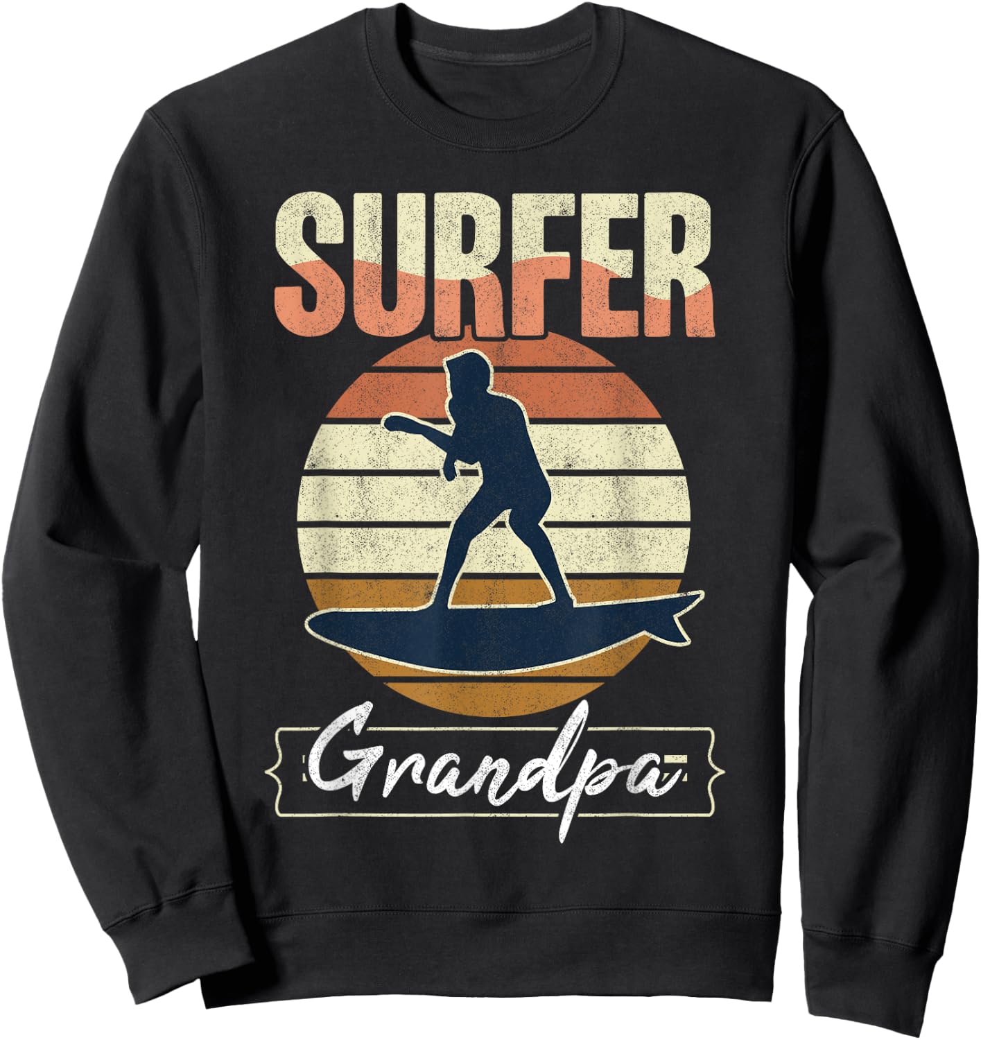 Surfer Grandpa Surf Retro Surfing Grandfather Vintage Surfer Sweatshirt - Sweatshirt | Black