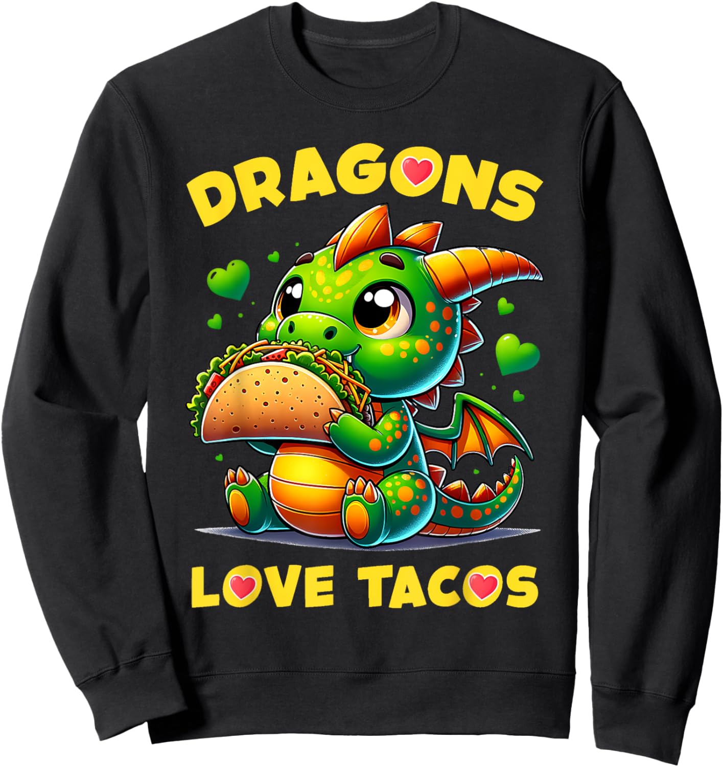 Dragons Love Tacos Cute Cinco De Mayo Mexican Food Kids Boys Sweatshirt - Sweatshirt | Black
