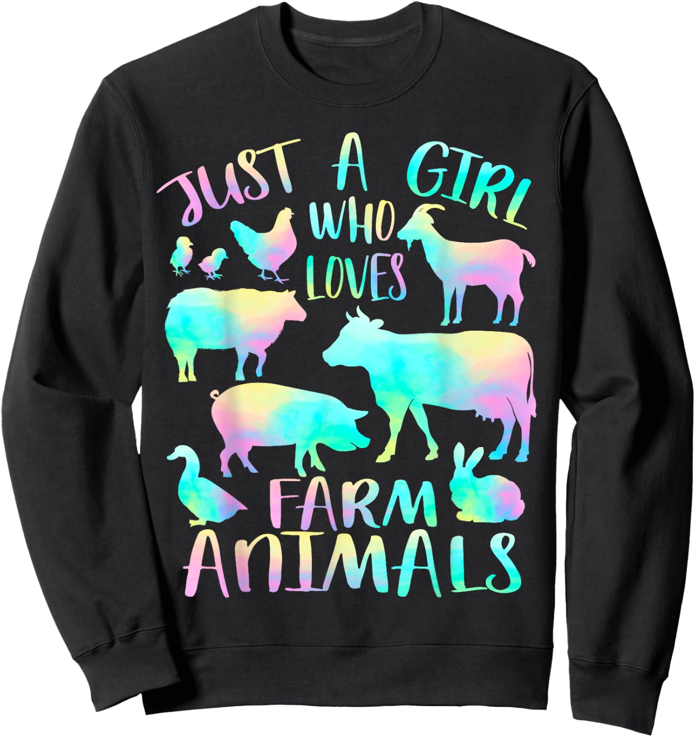 Just a Girl Who Loves Farm Animals - Cows Pigs Goats Lover Sweatshirt - Sweatshirt | Black