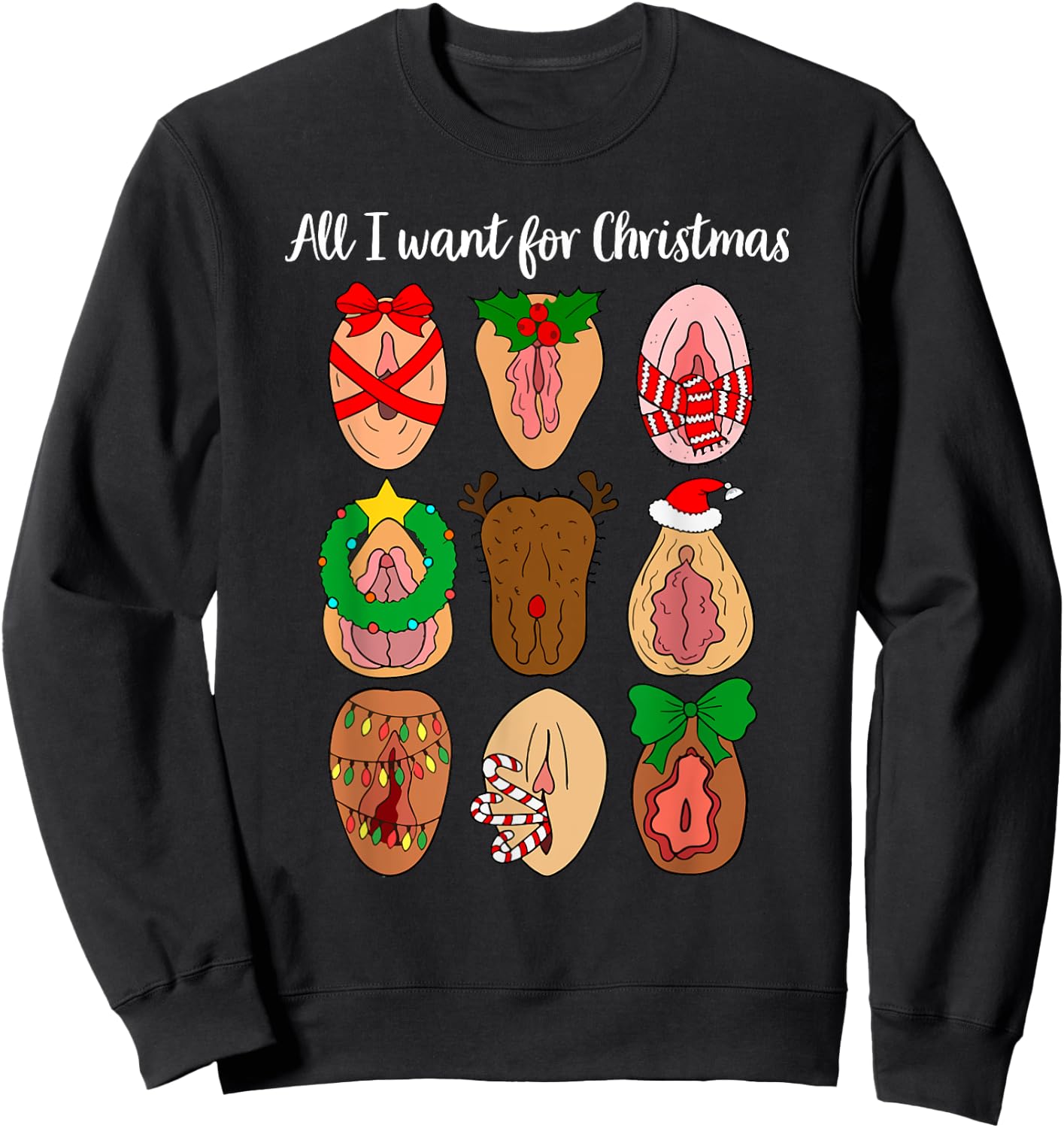 All I Want For Christmas Is D Merry Dickmas Dirty Christmas Sweatshirt - Sweatshirt | Black