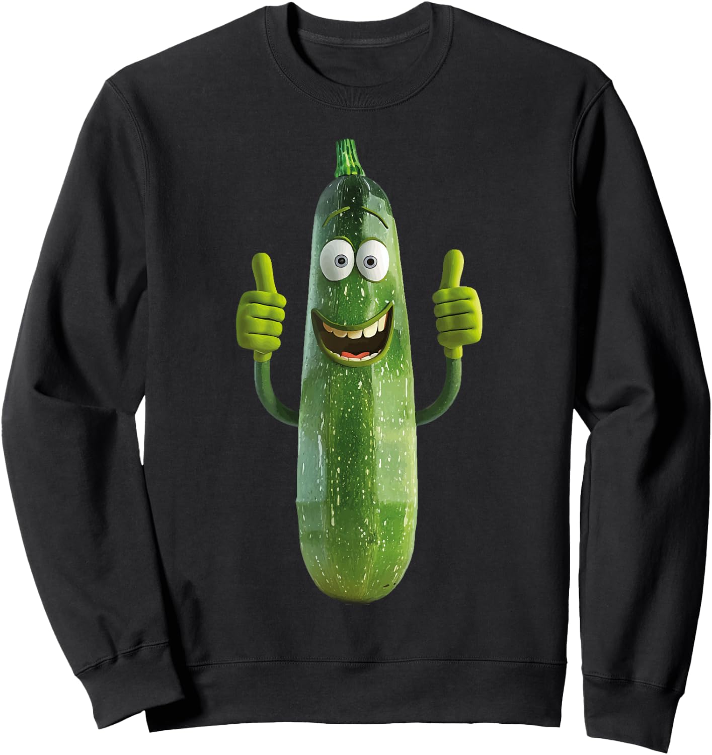 Zucchini Fruit Vegetables Design Zucchini - -Adults, Kids - Black - Cotton 60%, Polyester 40% - Short Sleeve - U-Neck - Small - Classic Fit - Imported Sweatshirt - Sweatshirt | Black