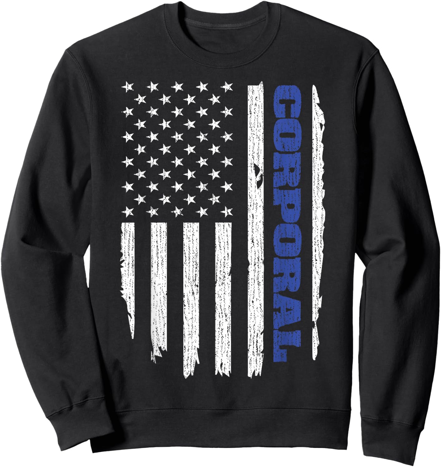 Police Corporal American Flag USA Thin Blue Sweatshirt - Sweatshirt | Black