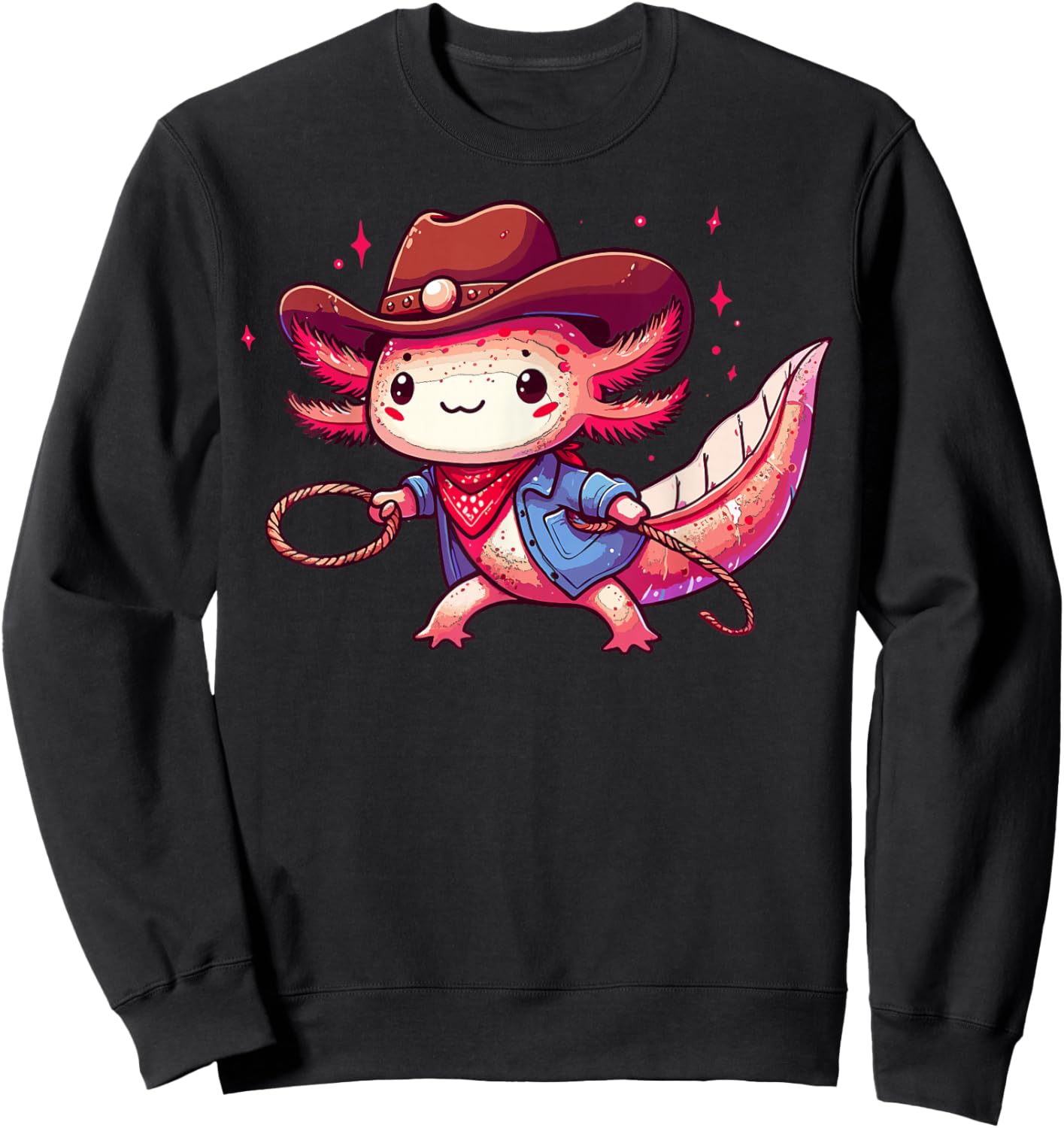 Western Rodeo Cowboy Hat Axolotl Texas Animals Sweatshirt - Sweatshirt | Black