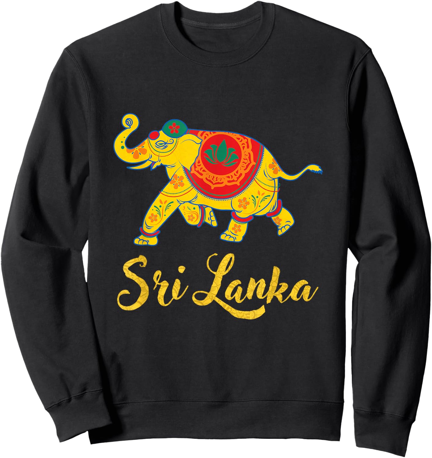 Sri Lankan Elephant Asian Mandala Yantra Sweatshirt - Sweatshirt | Black