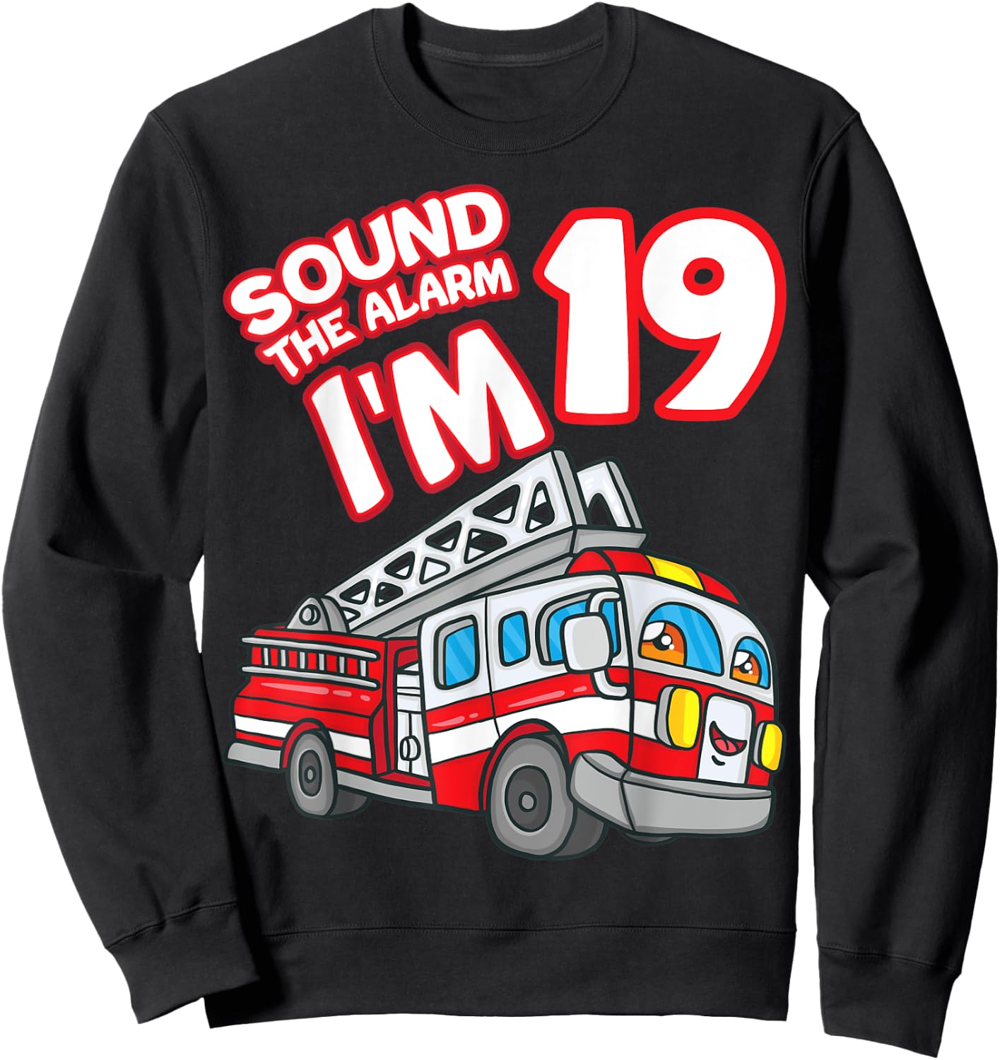 Sound The Alarm I'm 19 Fire Engine Firefighter 19th Birthday Sweatshirt - Sweatshirt | Black