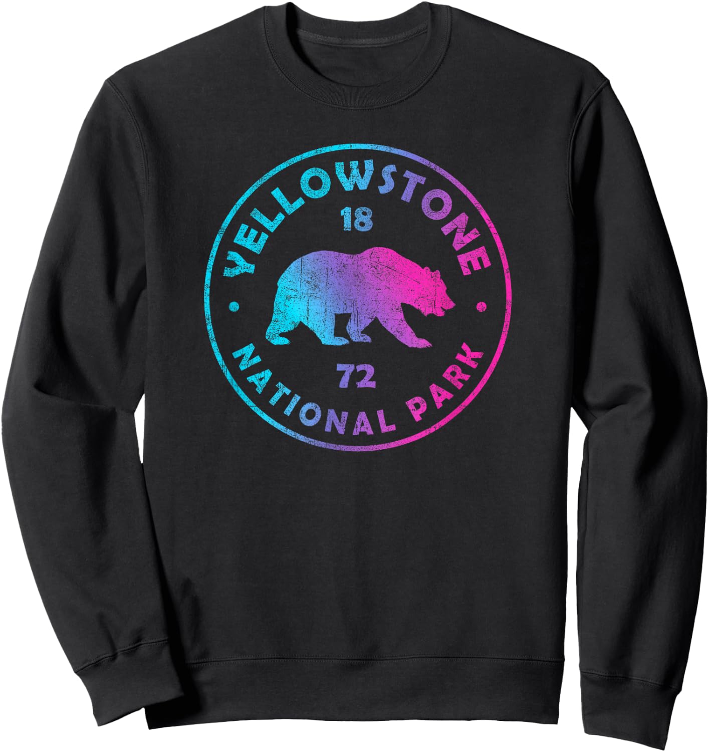 Yellowstone National Park Colorful Tie Dye Bear Boys Girls Sweatshirt - Sweatshirt | Black
