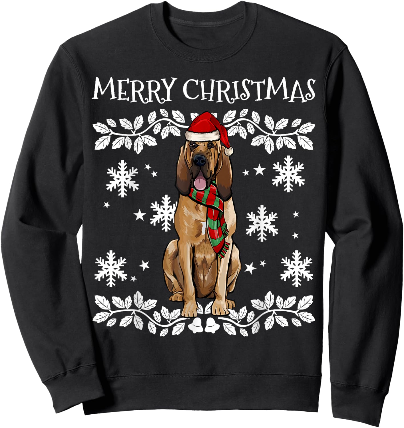 Merry Christmas Ornament Bloodhound Xmas Santa Sweatshirt - Sweatshirt | Black
