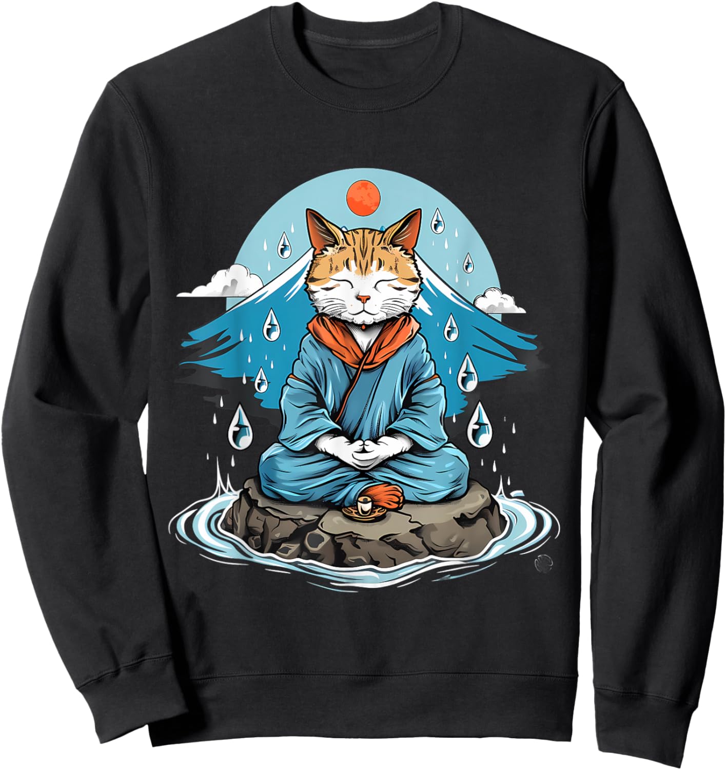 Cat Meditation Buddhist Zen Buddha Hindu Mountain Yoga Men Women Kids Sweatshirt - Sweatshirt | Black
