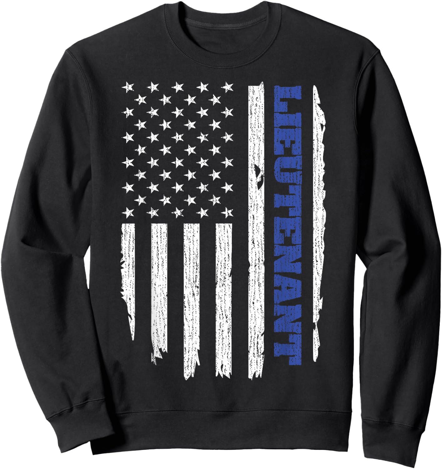 Police Lieutenant American Flag USA Thin Blue Sweatshirt - Sweatshirt | Black