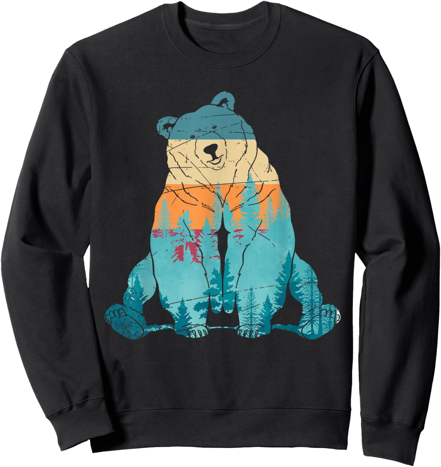 Grizzly Bear Animal of The Forest Nature Brown Bear Retro Brown Bear Sweatshirt - Sweatshirt | Black