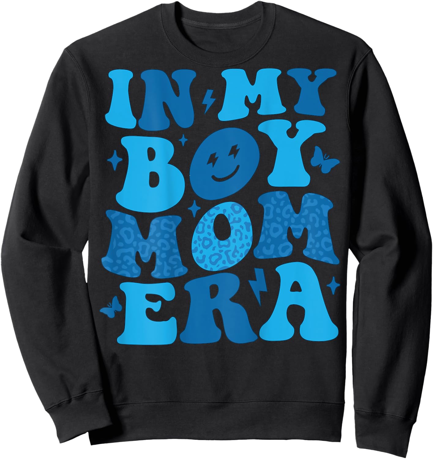In My Boy Mom Era Groovy New Mama Club Retro Gender Reveal Sweatshirt - Sweatshirt | Black