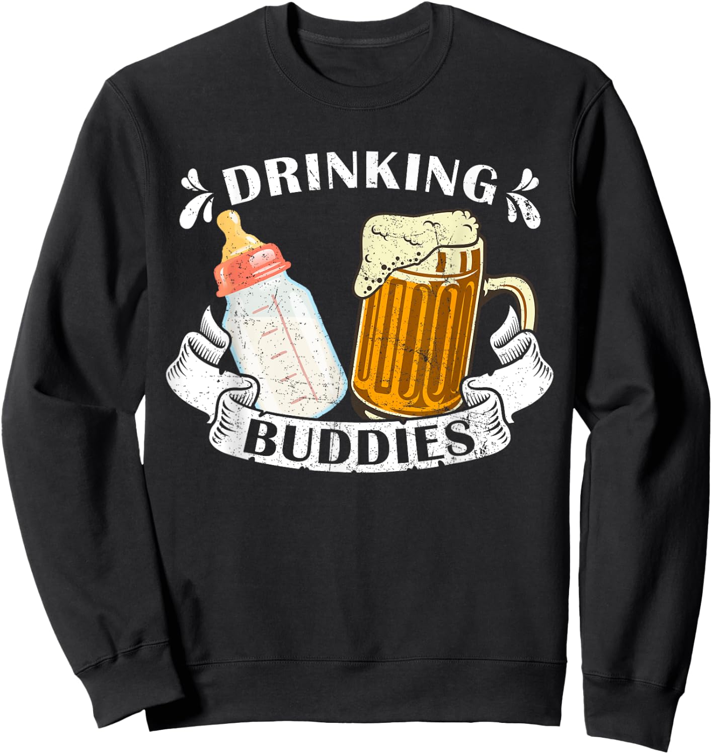 Drinking Buddies Dad And Baby Drinking Team Father's Day Sweatshirt - Sweatshirt | Black