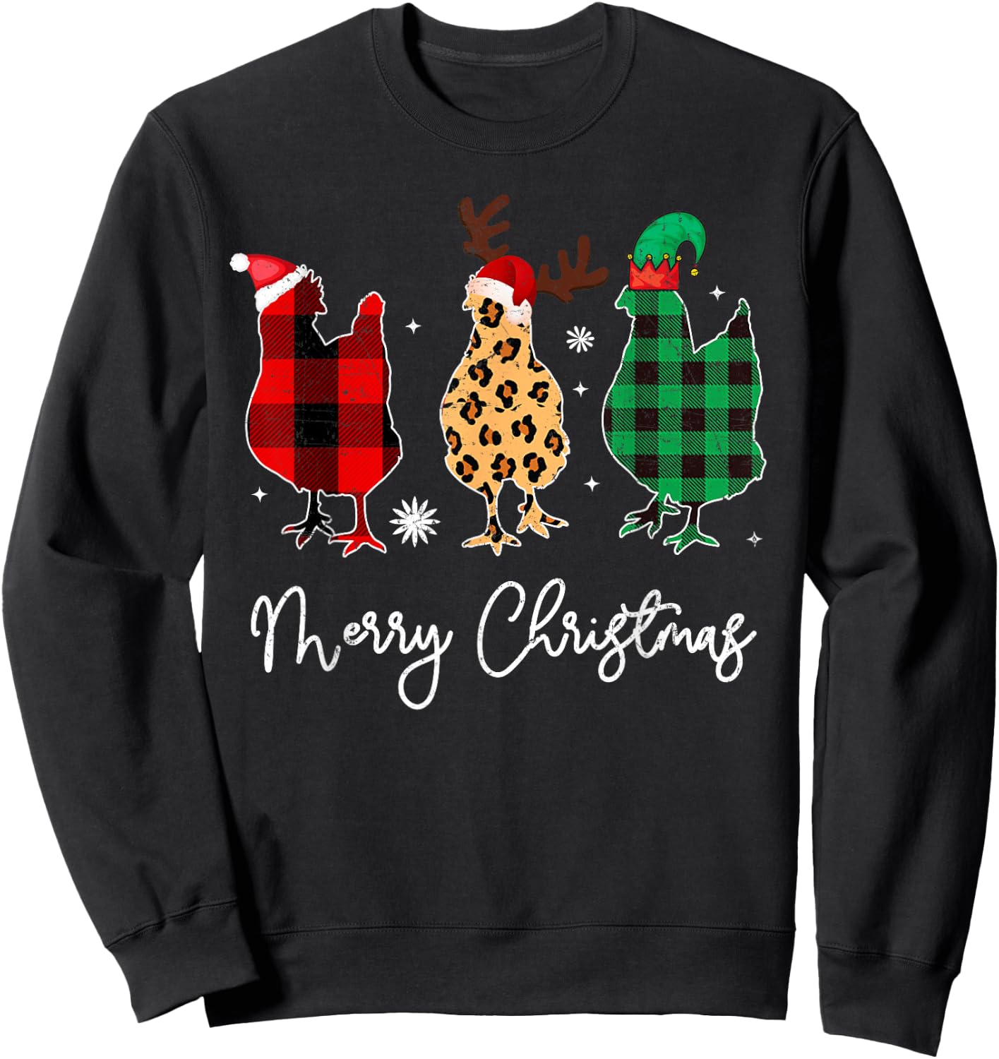 Merry Christmas Chickens Sweatshirt - Sweatshirt | Black