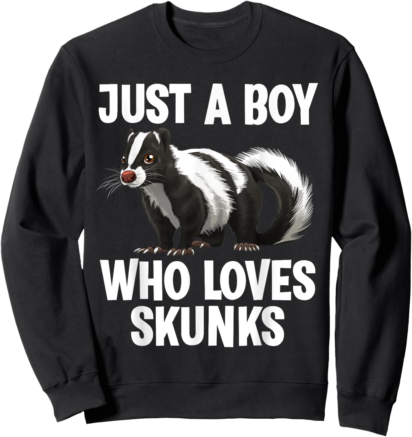Cute Skunk Design Boys Zoo Wild Animal Skunk Lovers Sweatshirt - Sweatshirt | Black