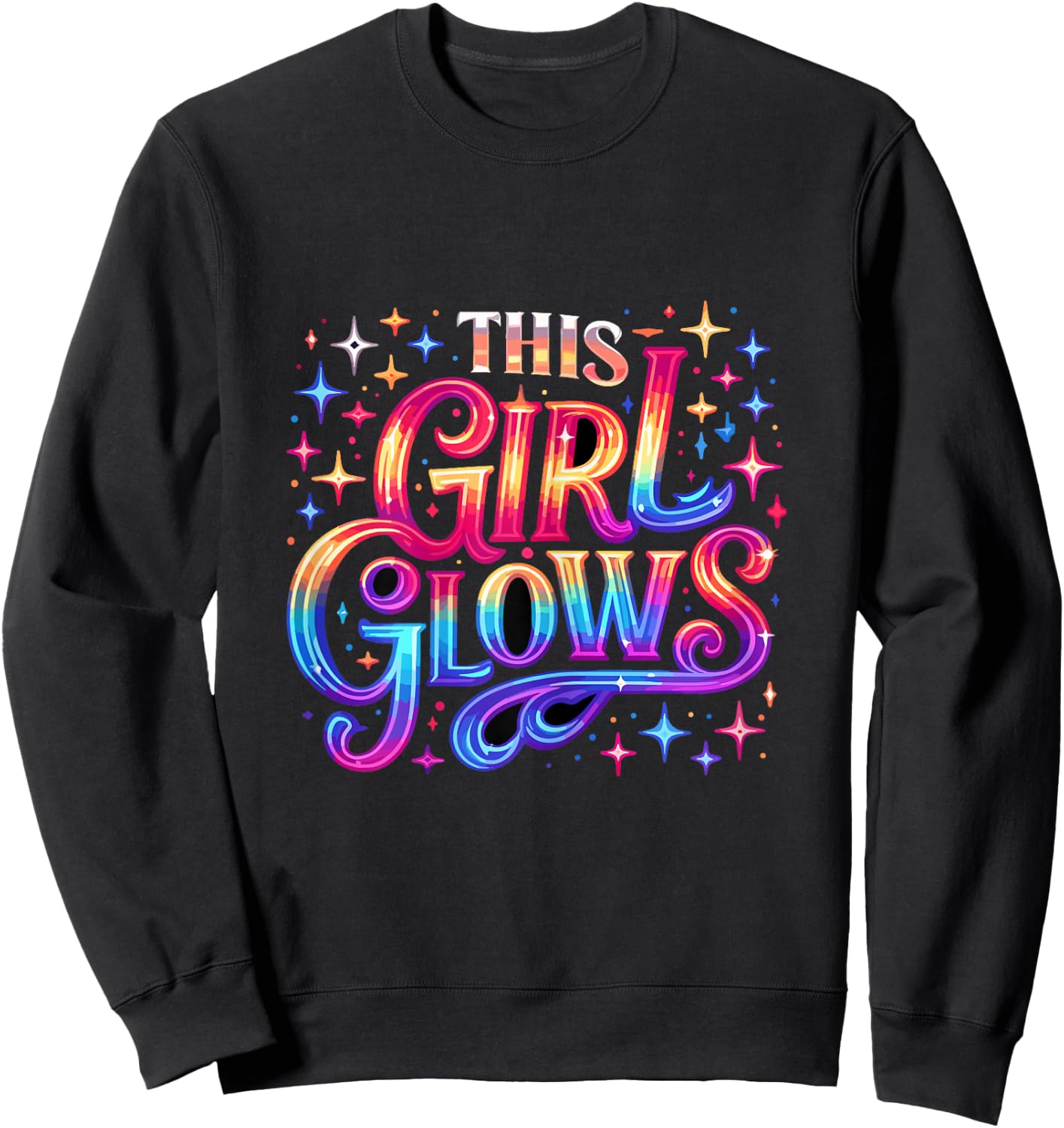 This Girl Glows 80s 90s Party Sweatshirt - Sweatshirt | Black