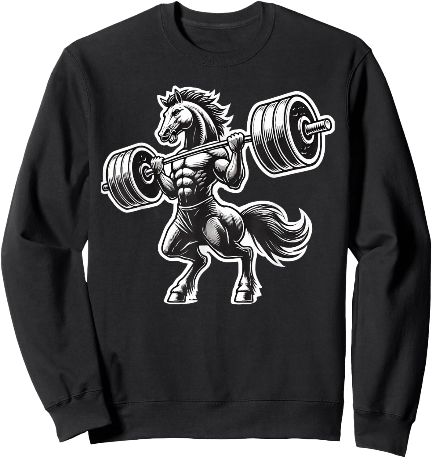 Horse Powerlifting Weightlifting Gym Workout Sweatshirt - Sweatshirt | Black