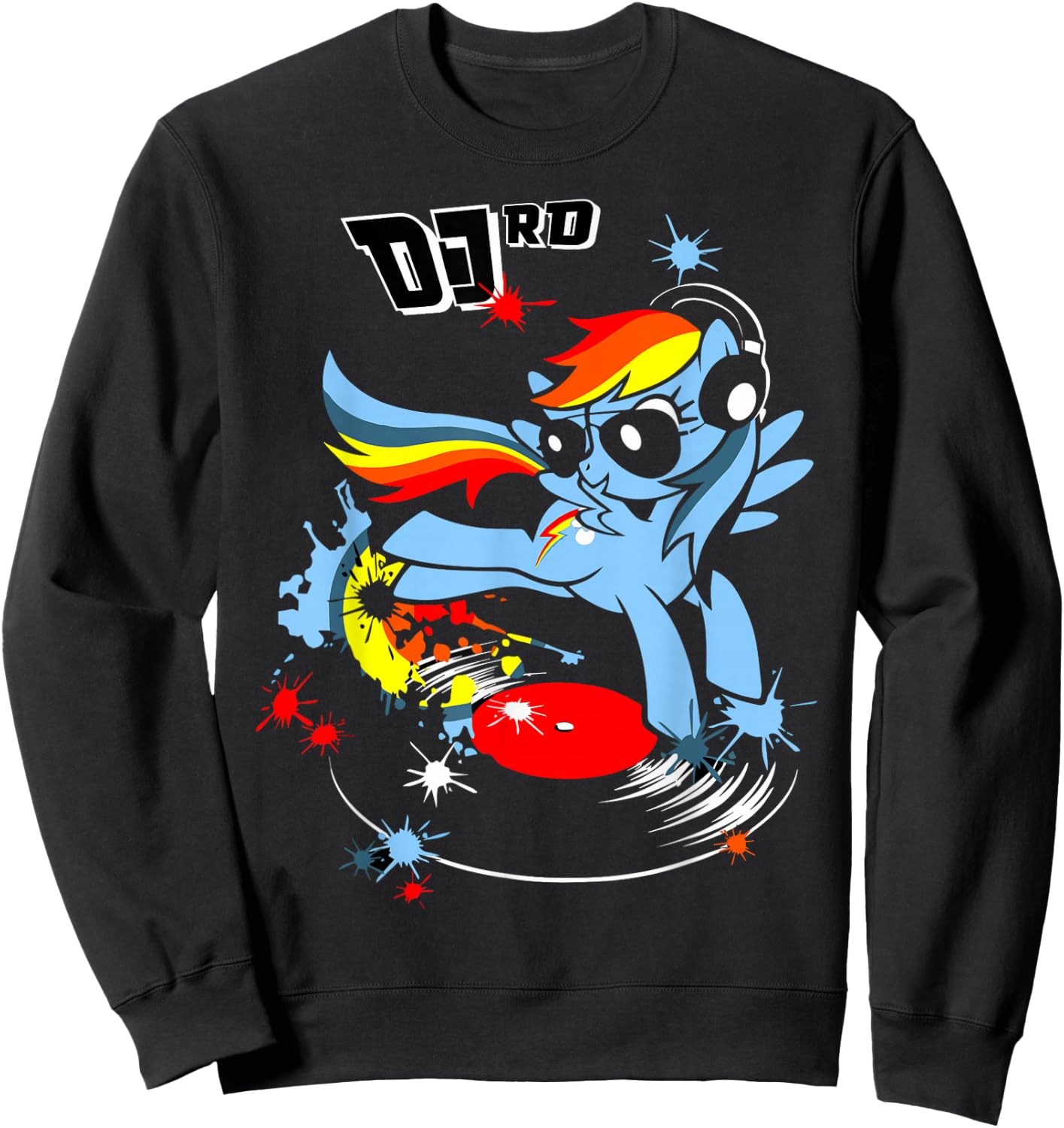 DJ RD Retro Rainbow Dash Fluttershy Rarity Sweatshirt - Sweatshirt | Black