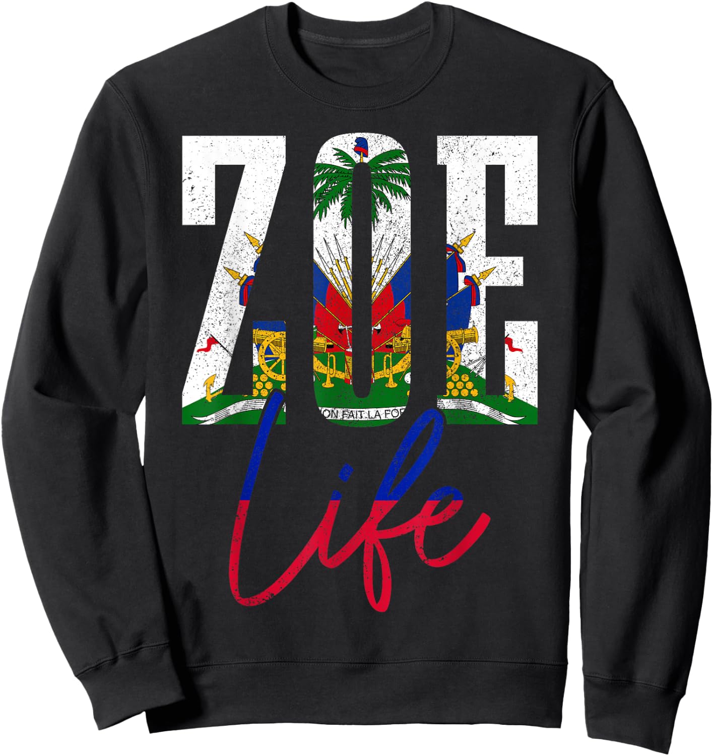 Haiti Zoe Haitian Flag Caribbean Souvenir Sweatshirt - Sweatshirt | Black