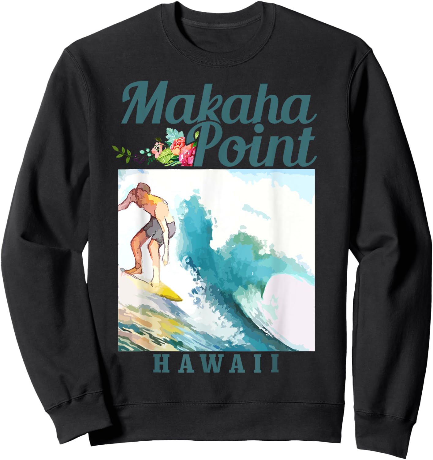 Makaha Point Hawaii Surfing Vintage Surfer Sweatshirt - Sweatshirt | Black