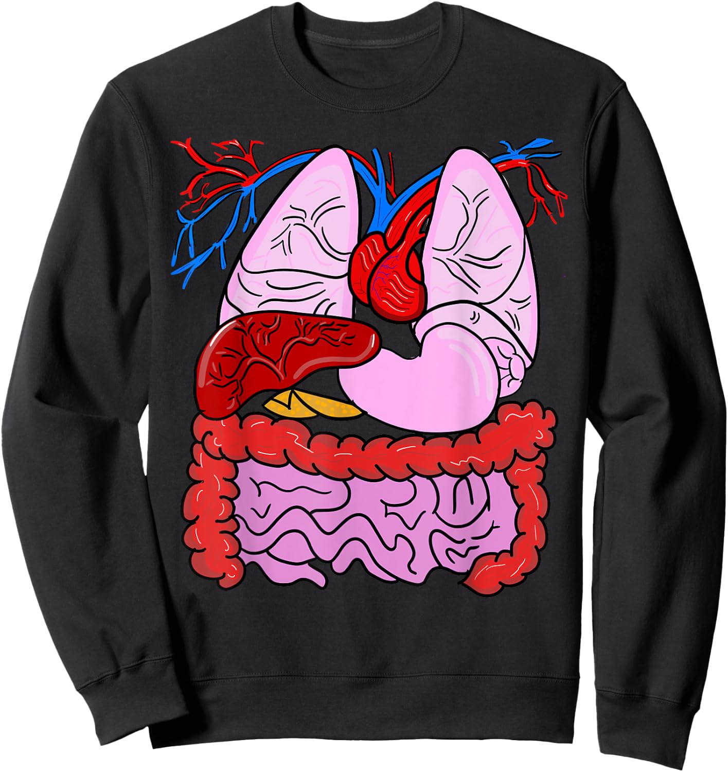 Human Body Anatomy: Illustrated Internal Organs Sweatshirt - Sweatshirt | Black