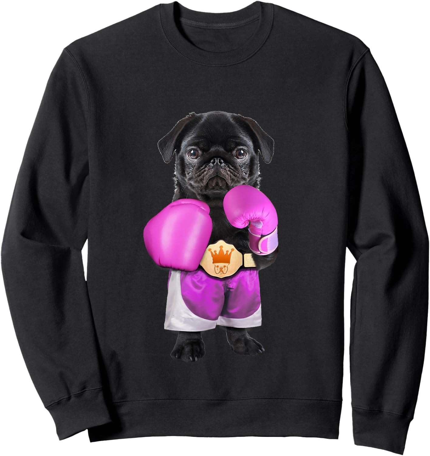Pug dog Boxing Funny Fitness Gym Workout Sweatshirt - Sweatshirt | Black
