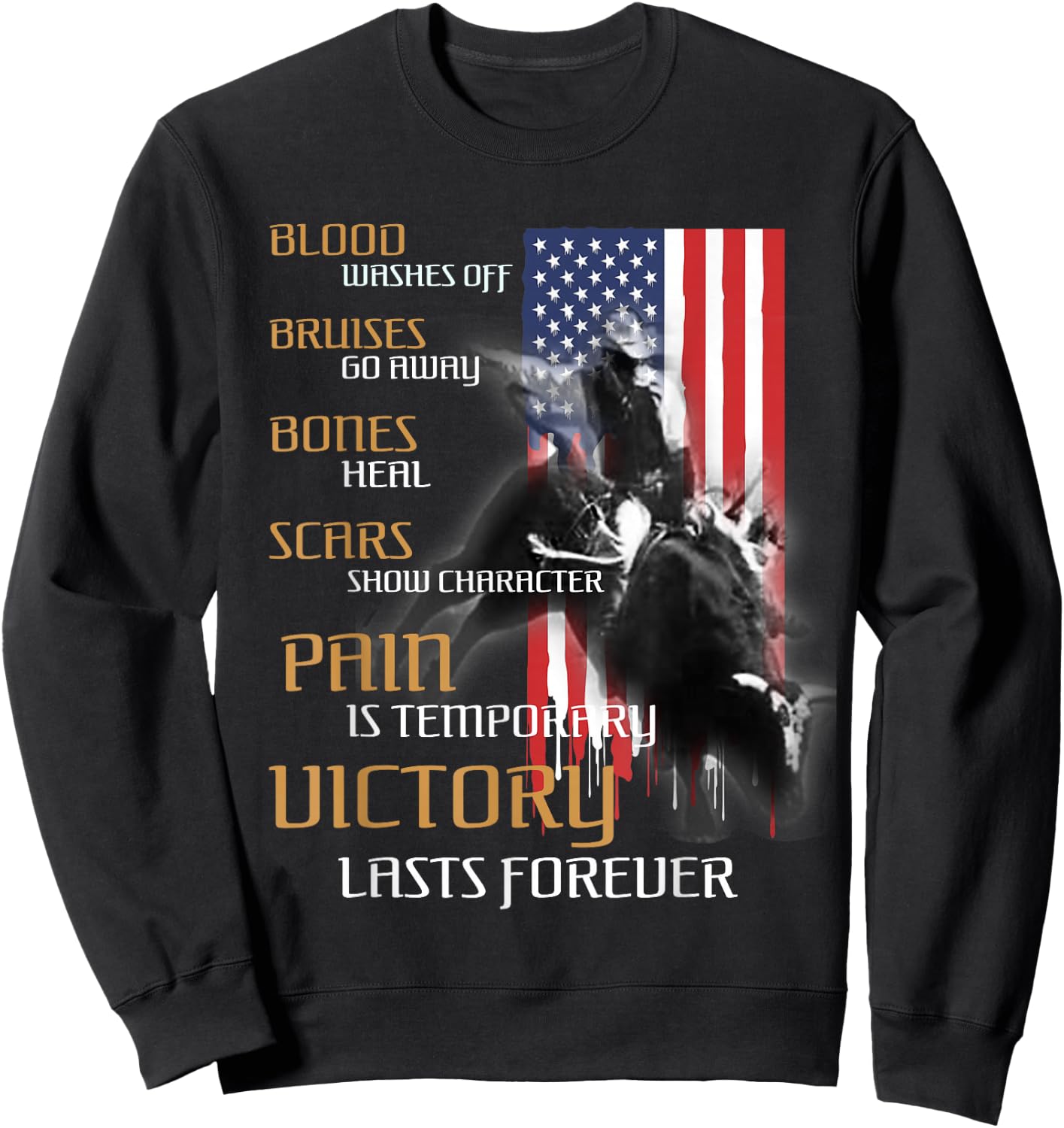 Texas Rider America Western Bull Riding Sweatshirt - Sweatshirt | Black