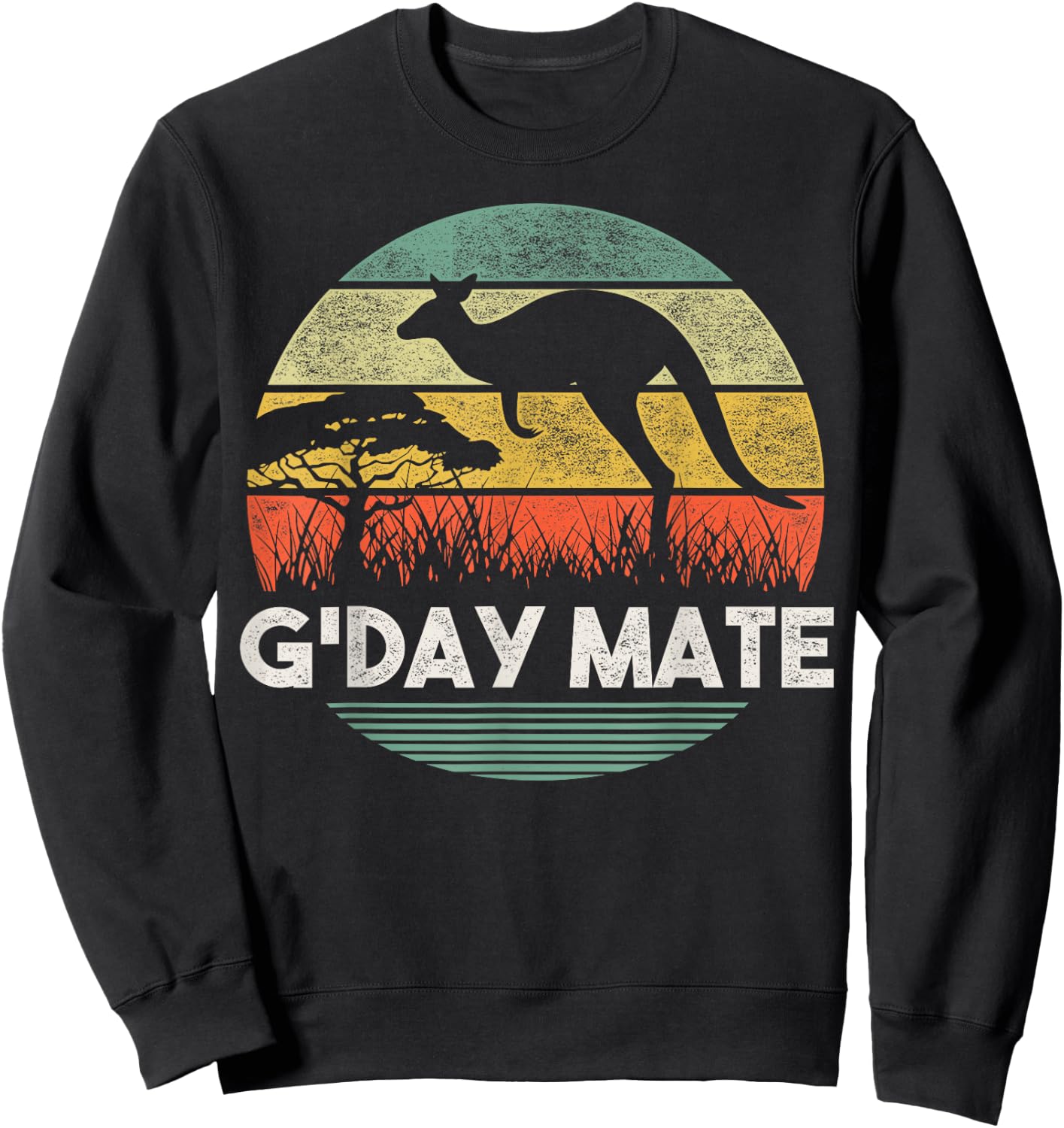 Australia G'Day Mate Shirt Funny Kangaroo Australian Vintage Sweatshirt - Sweatshirt | Black