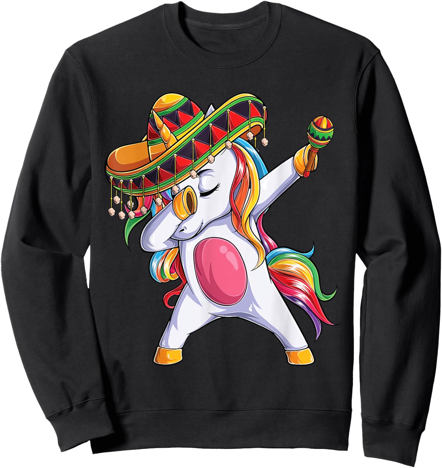 Dabbing Unicorn Cinco de Mayo Kids Girls Women Mexican gift Sweatshirt - Sweatshirt | Black