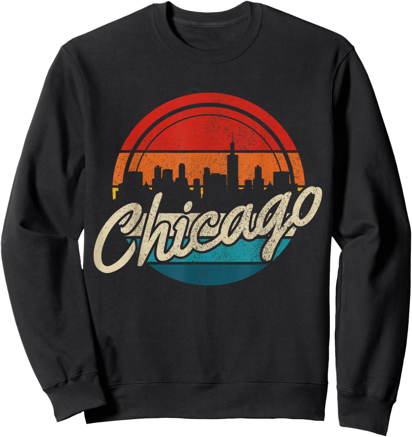 Chicago Illinois Vintage Skyline USA America Souvenir Sweatshirt - Sweatshirt | Black