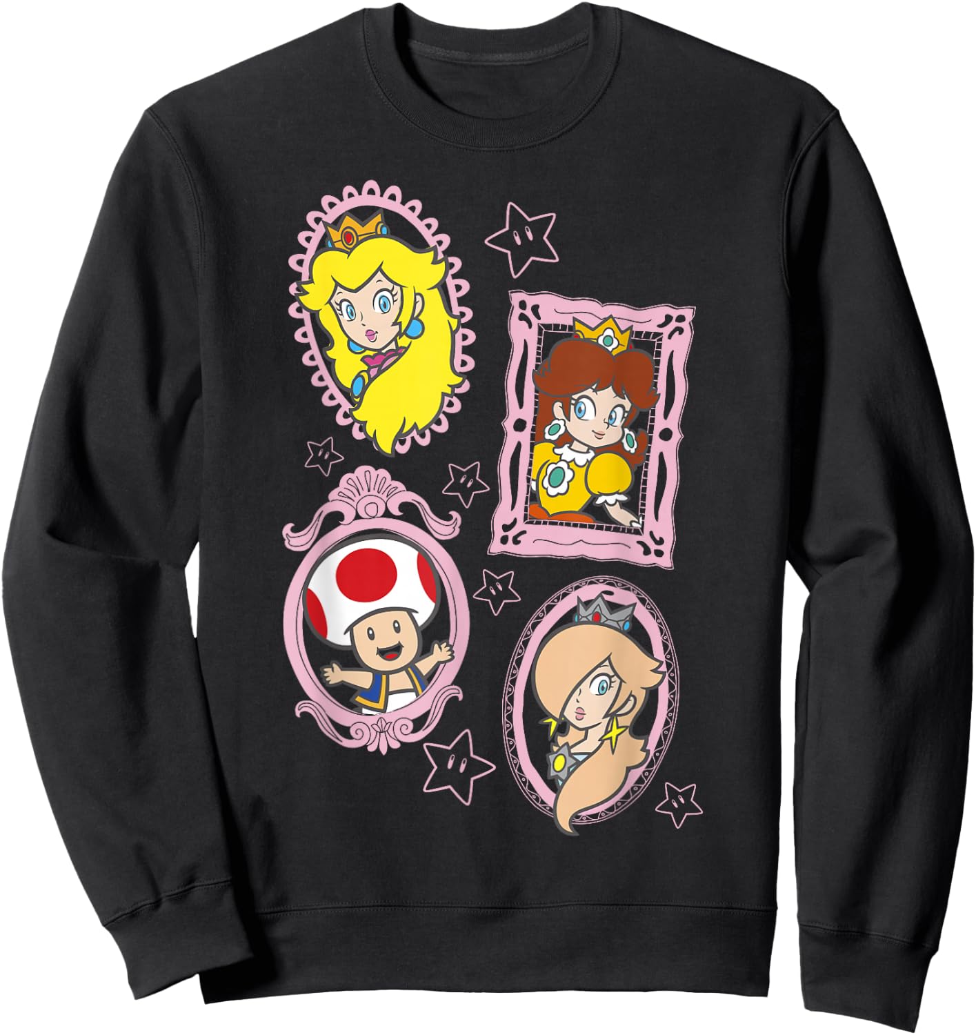 Super Mario Bros Toad & The Princesses Framed Portraits Sweatshirt - Sweatshirt | Black