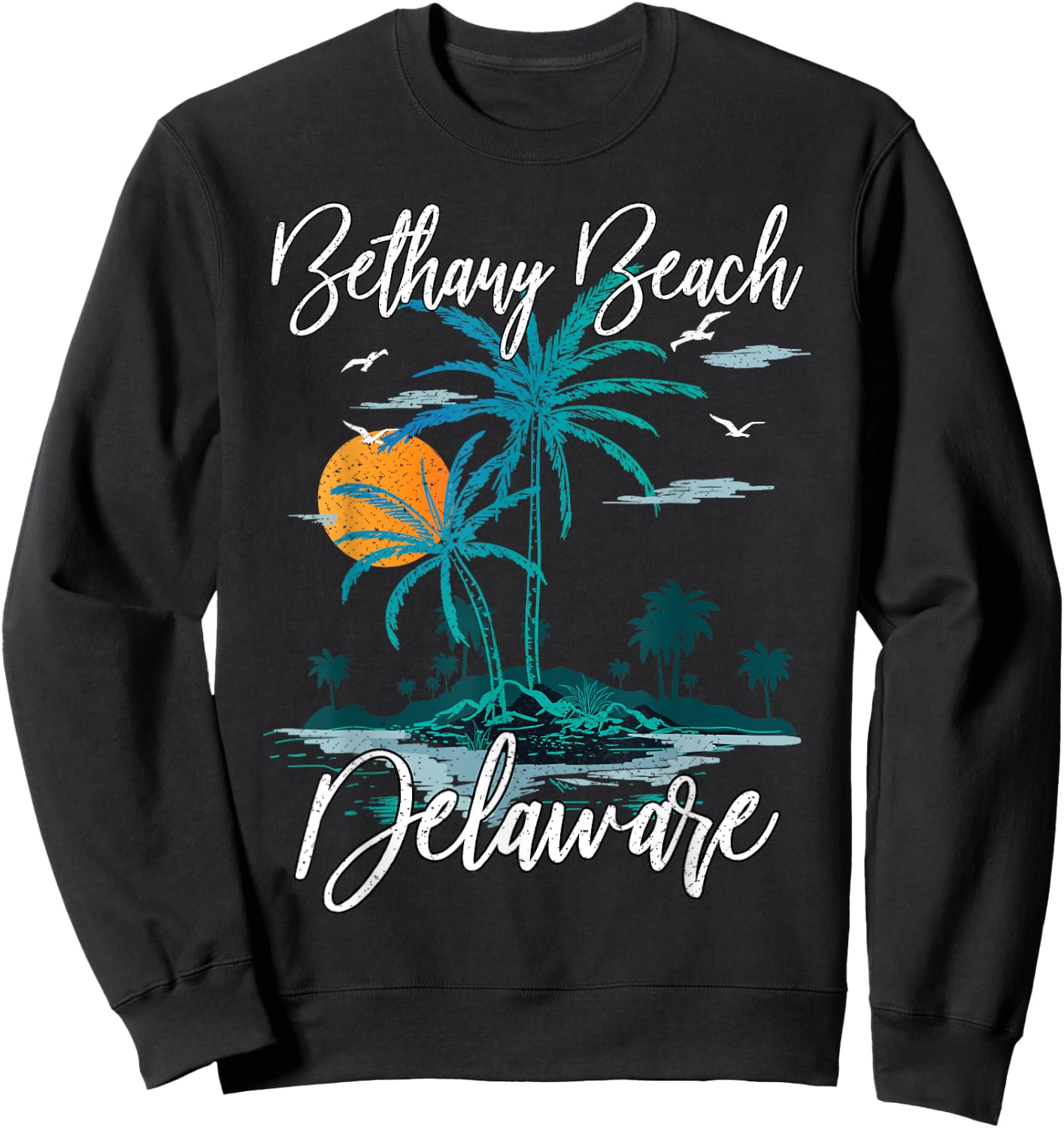 Family Vacation Retro Sunset Delaware Bethany Beach Sweatshirt - Sweatshirt | Black