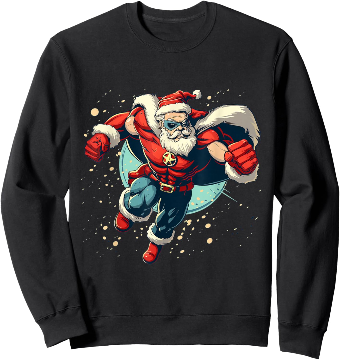 Great Superhero Santa for funny Festive Season Sweatshirt - Sweatshirt | Black