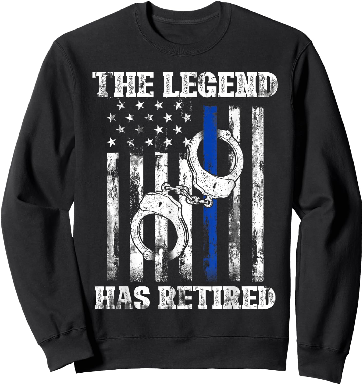Retired Law Enforcement Officer Thin Blue Line Police Sweatshirt - Sweatshirt | Black