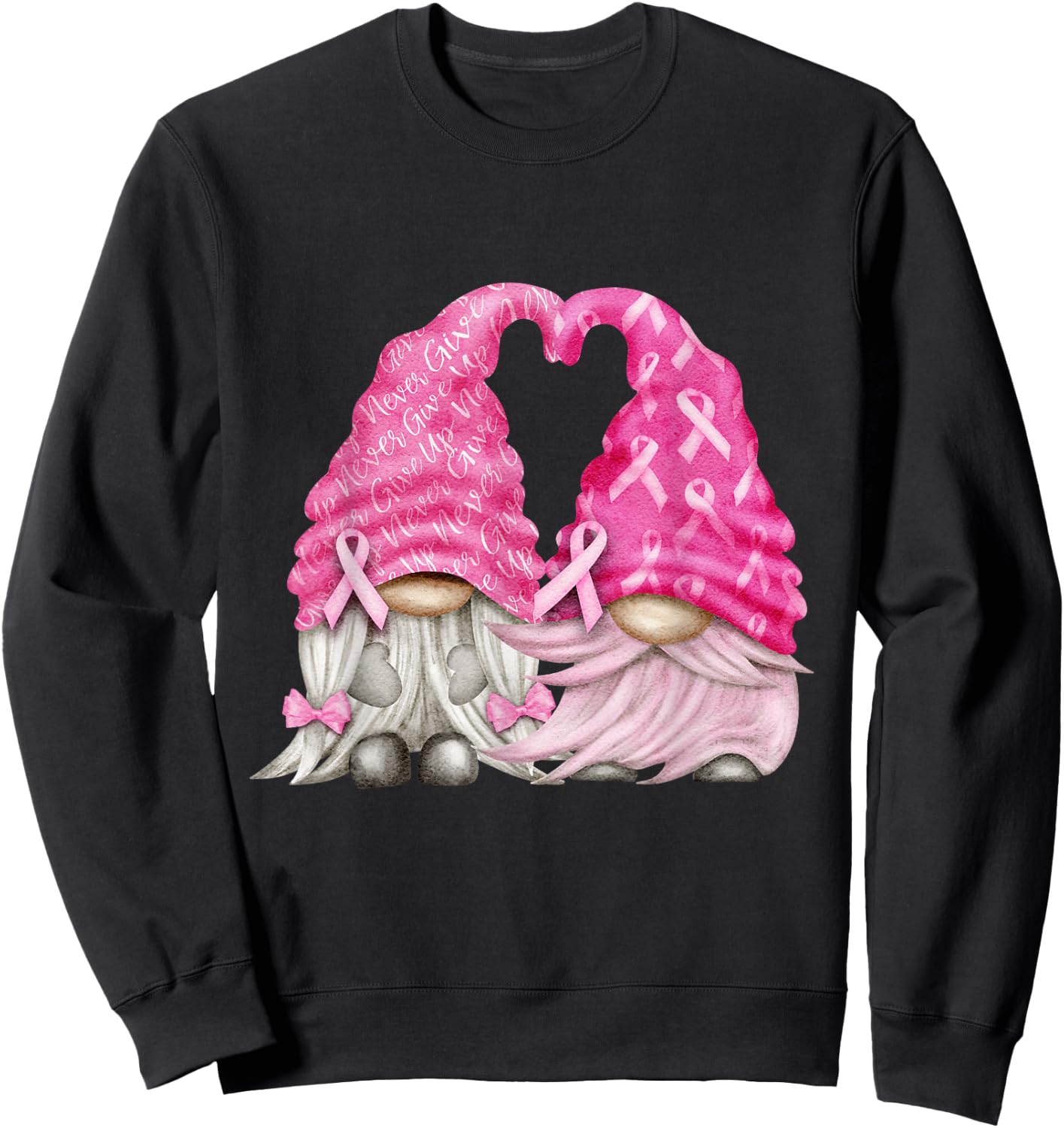 Wear Pink Gnomes For October Breast Cancer Awareness Months Sweatshirt - Sweatshirt | Black