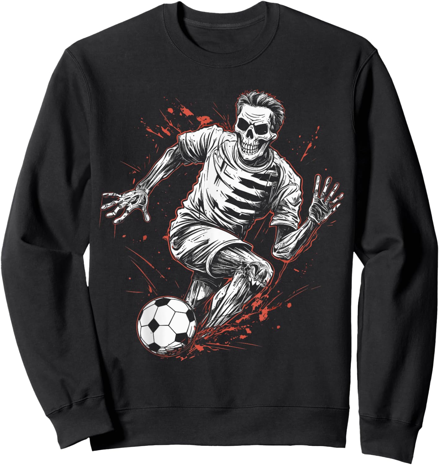Soccer Skeleton Soccer Player Halloween Spooky Sweatshirt - Sweatshirt | Black