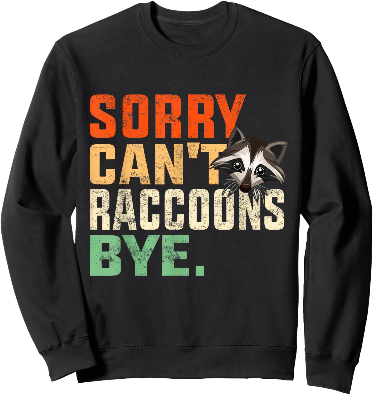 Sorry Can’t Raccoons Bye-Funny Vintage Raccoon Lover Animal Sweatshirt - Sweatshirt | Black