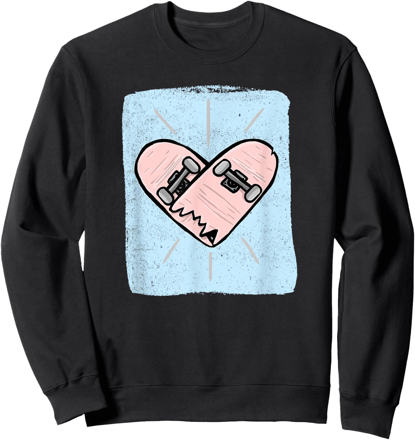 Skateboard Heartbeat Funny Skateboarder Skating Skater Sweatshirt - Sweatshirt | Black