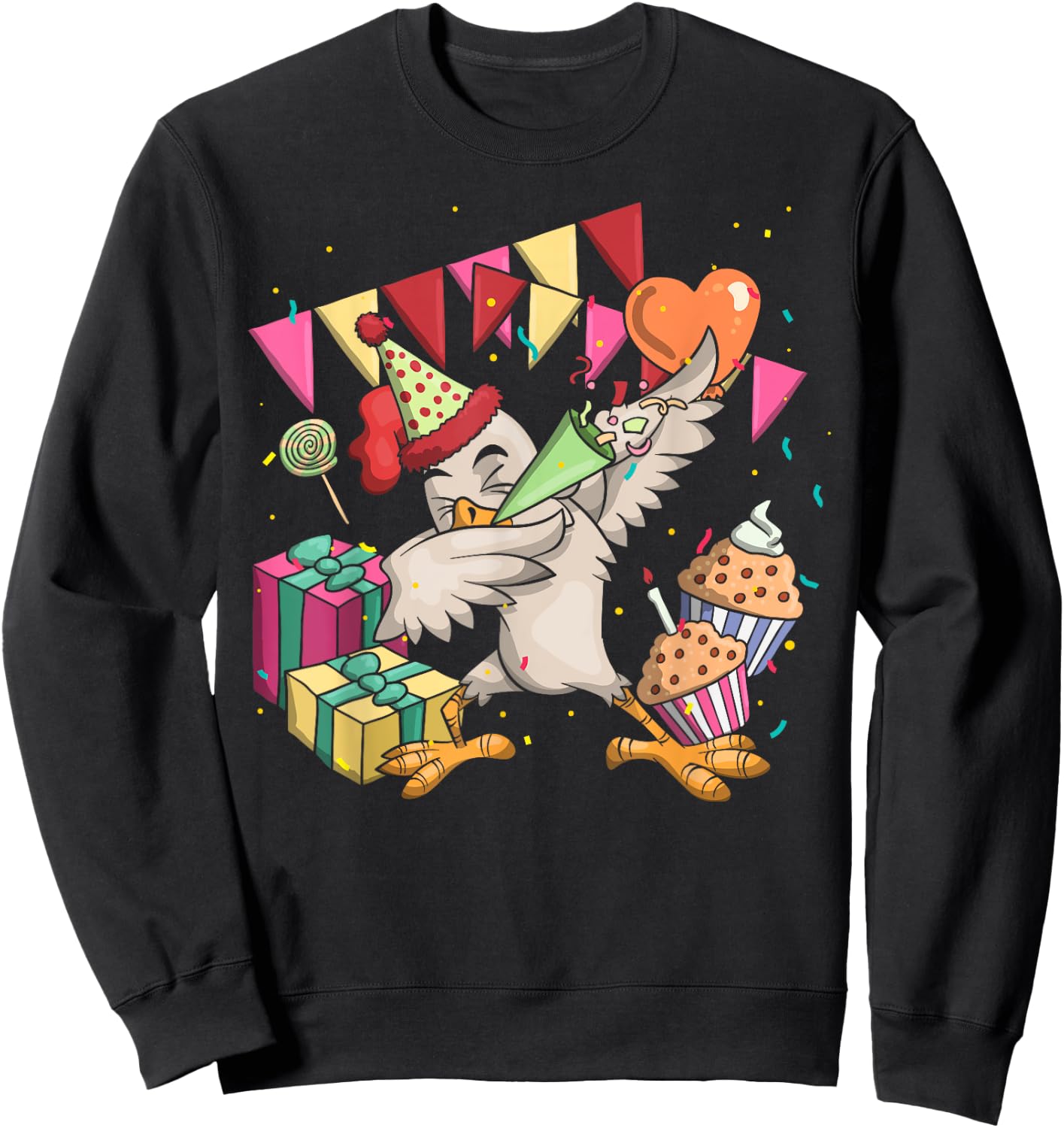 Funny Farm Bird Dab Chicken Anniversary Party Kids Birthday Sweatshirt - Sweatshirt | Black
