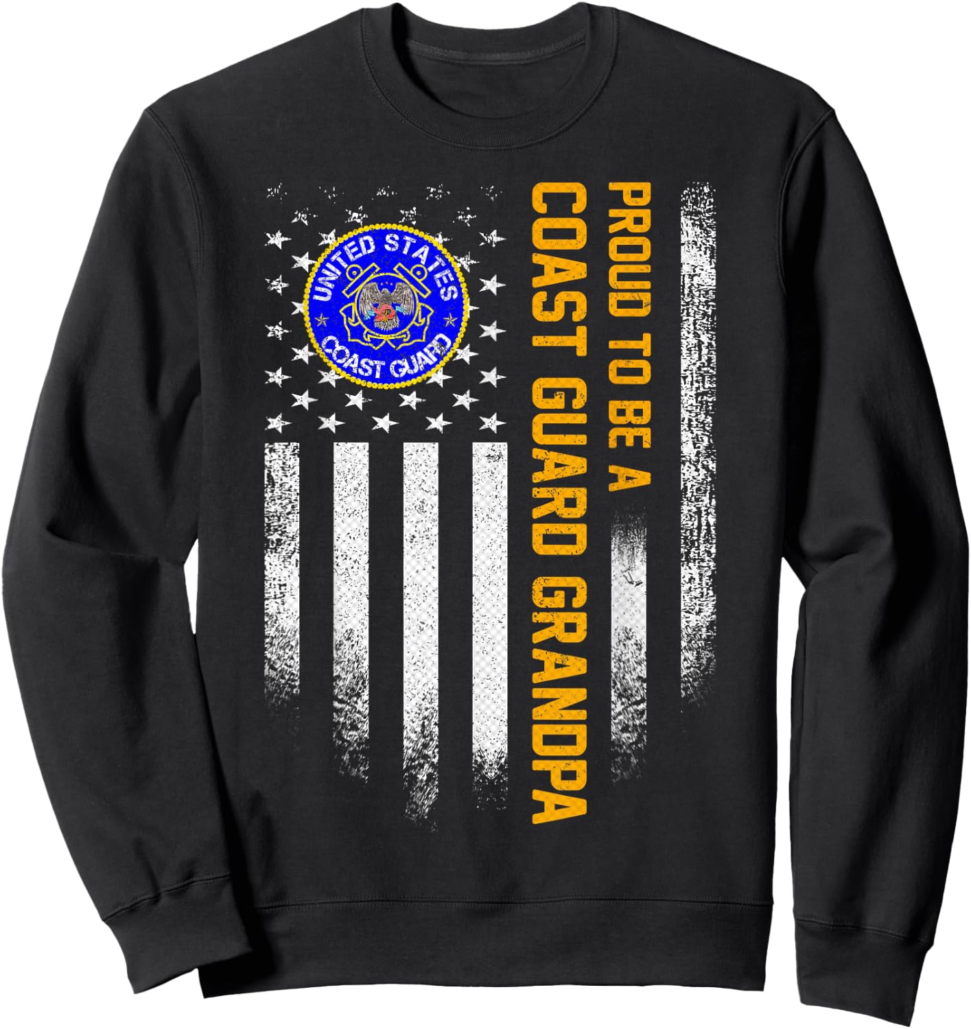 Vintage USA American Flag Proud To Be A Coast Guard Grandpa Men Sweatshirt - Sweatshirt | Black