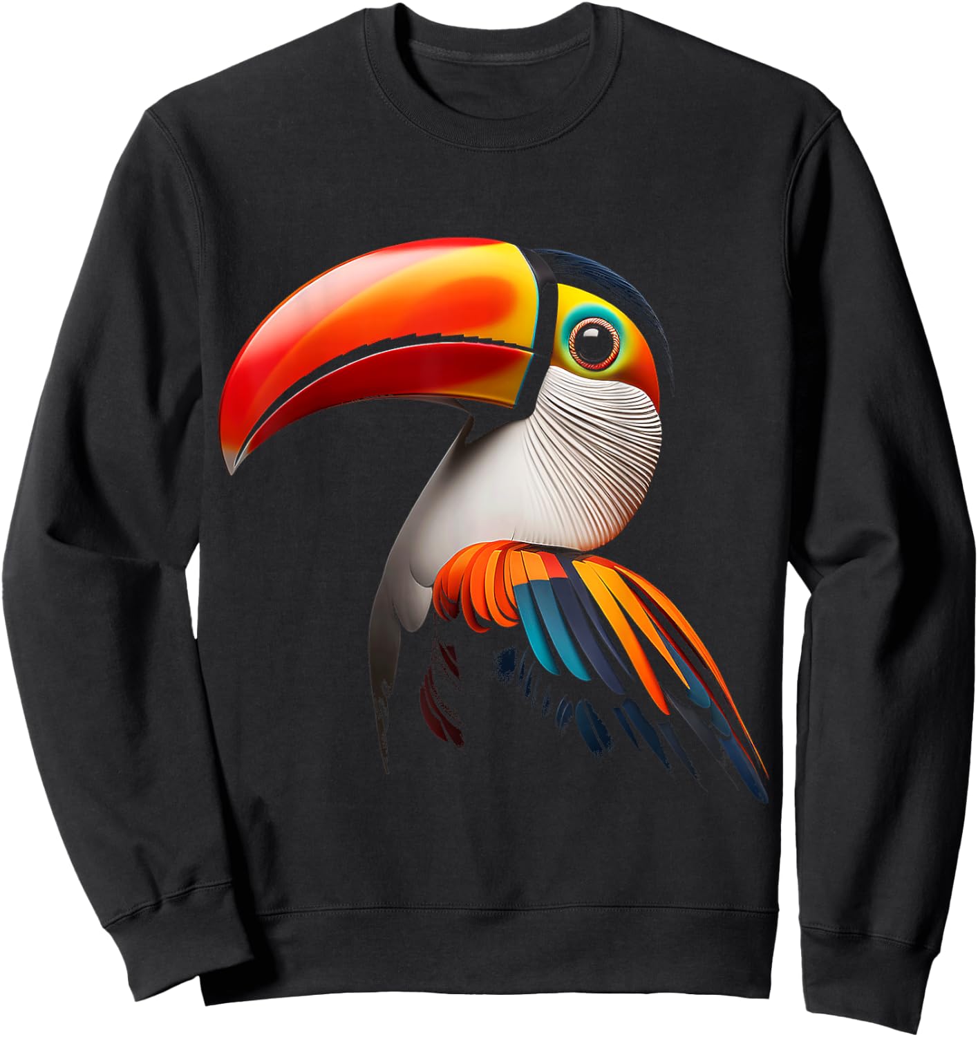 Toucan Bird Colorful Art Animal Graphic Motif Toucan Sweatshirt - Sweatshirt | Black