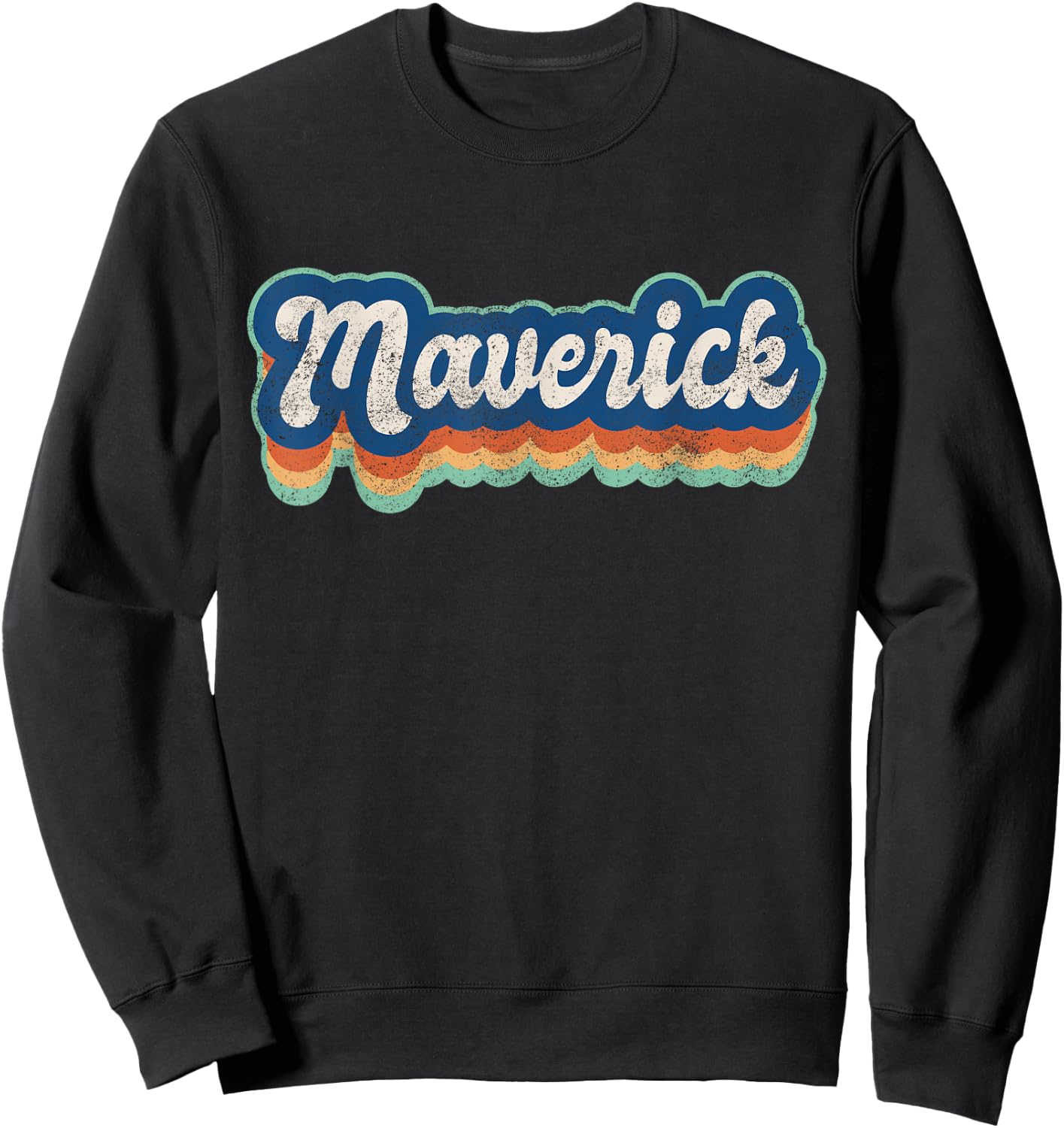 Maverick First Name Boy Vintage Style 70s 80s Personalized Sweatshirt - Sweatshirt | Black