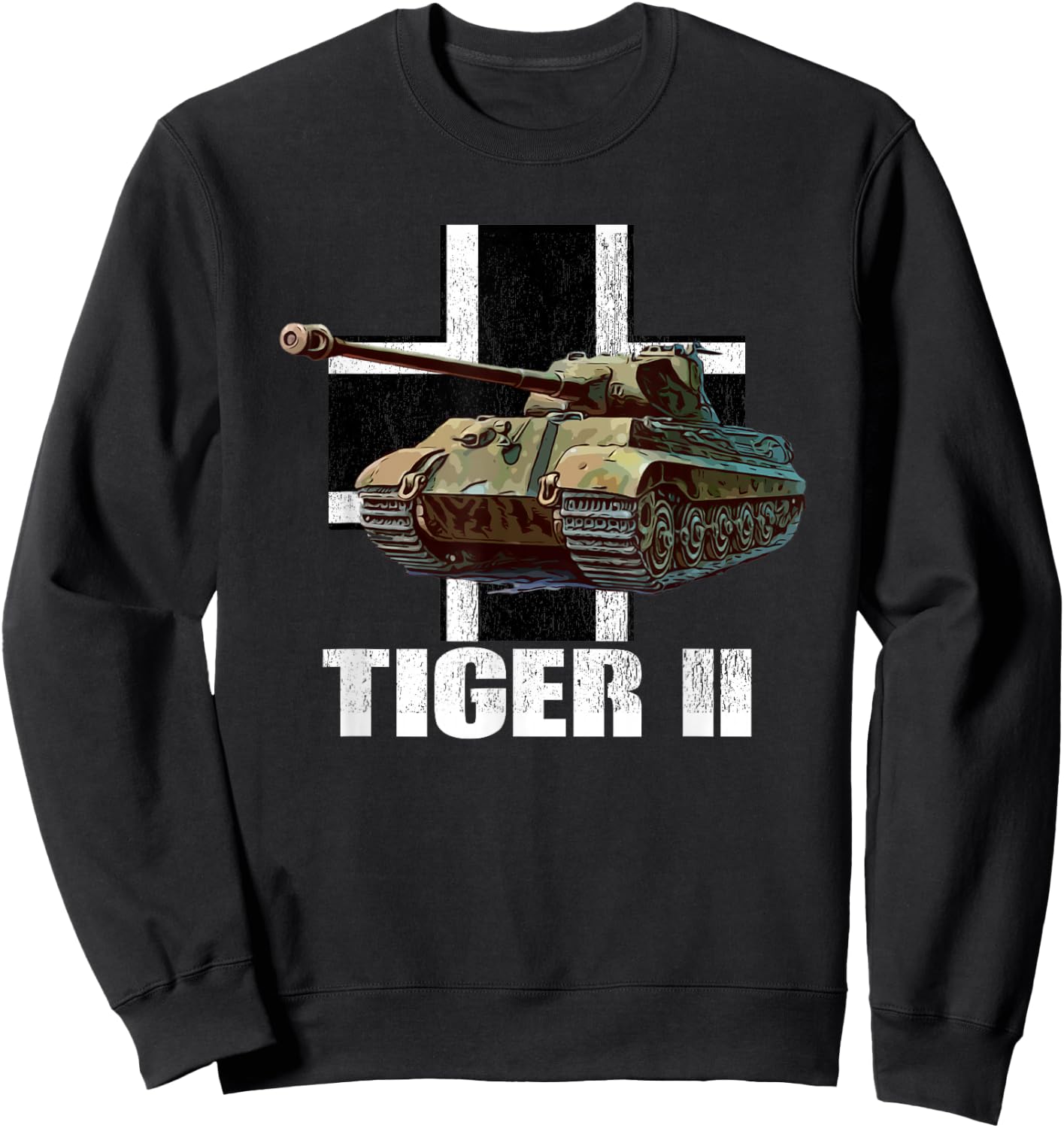 Tiger II German Heavy Tank WW2 Panzer Armored Sweatshirt - Sweatshirt | Black