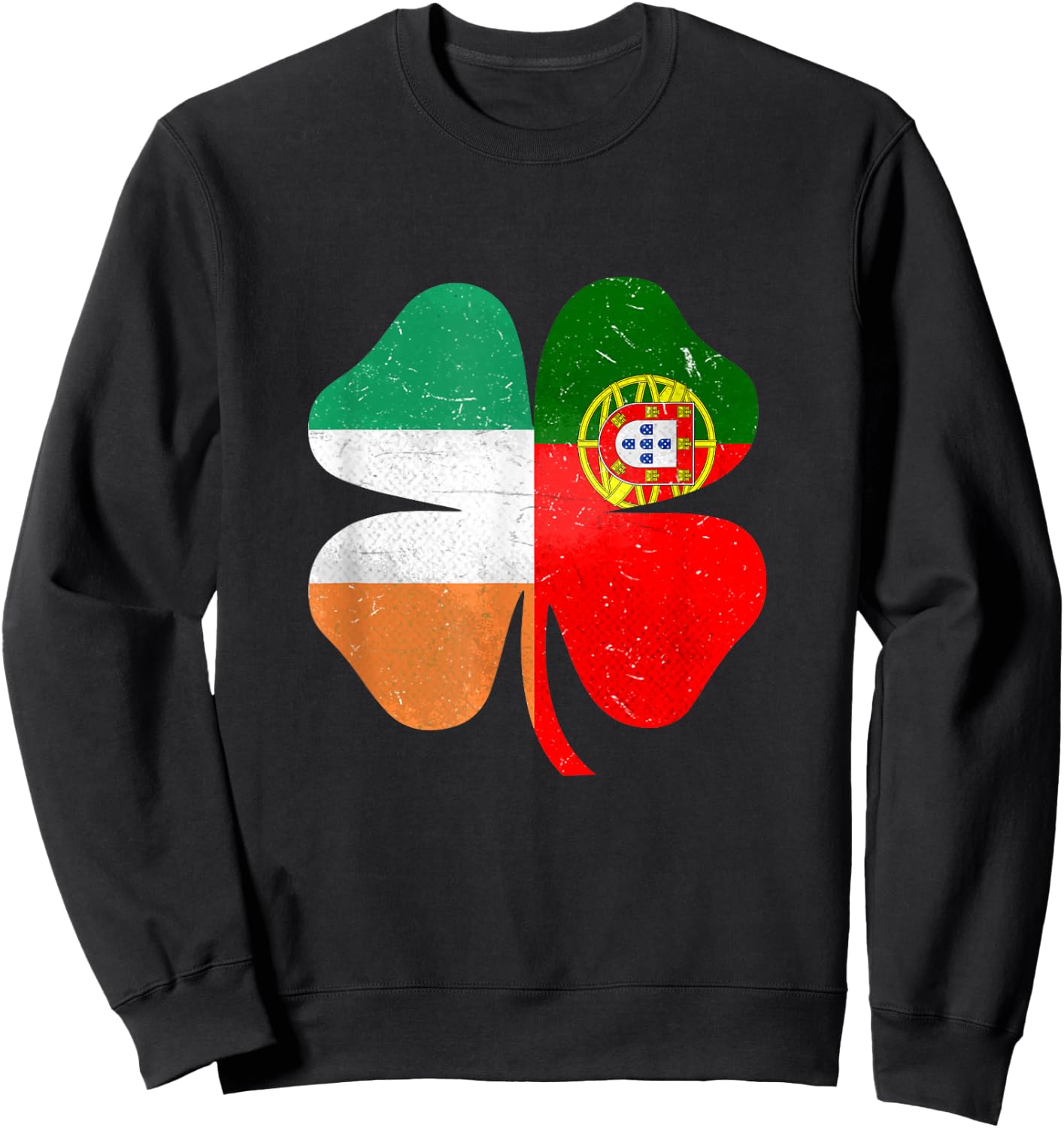 Portuguese Irish Shamrock Portugal Ireland Saint Patrick's Day Sweatshirt - Sweatshirt | Black