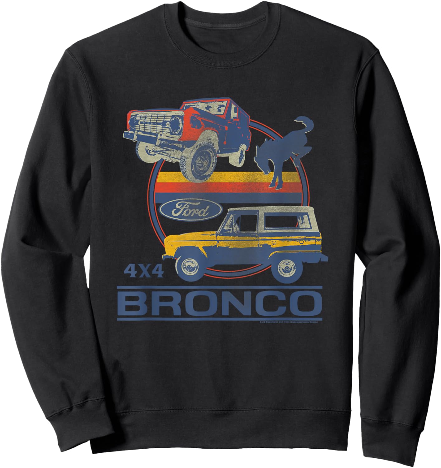 Ford - Bronco 4x4 Retro Circle With Pony Logo Sweatshirt - Sweatshirt | Black