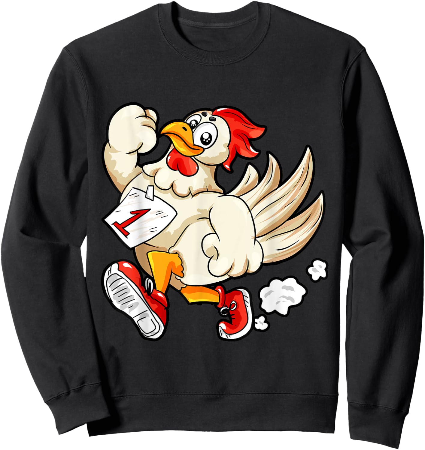 Marathon runner | running chicken motivation sport humor Sweatshirt - Sweatshirt | Black