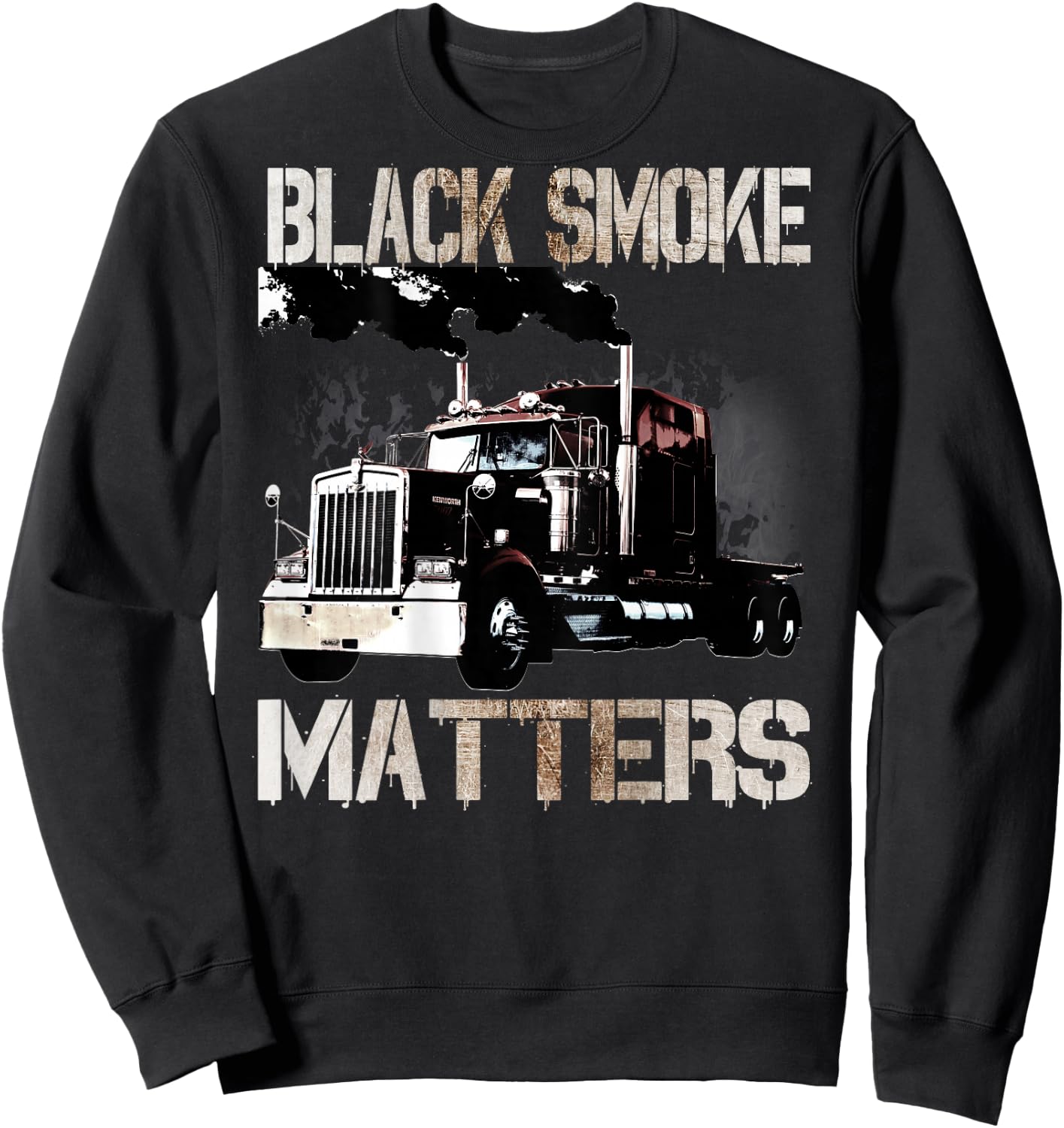 Trucker Tractor Trailer 18 Wheeler Design On Back Sweatshirt - Sweatshirt | Black