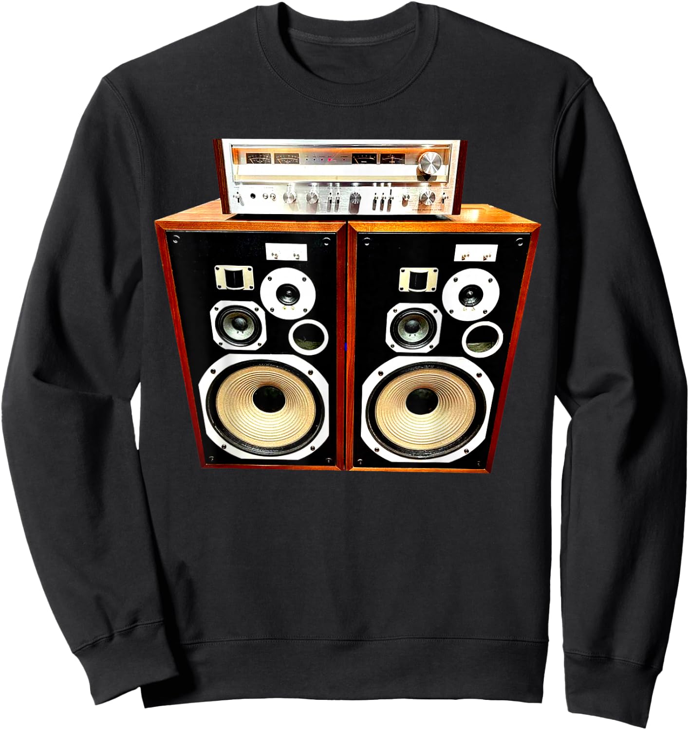 Vintage Stereo Receiver and Speakers, Audiophile, High Fi Sweatshirt - Sweatshirt | Black