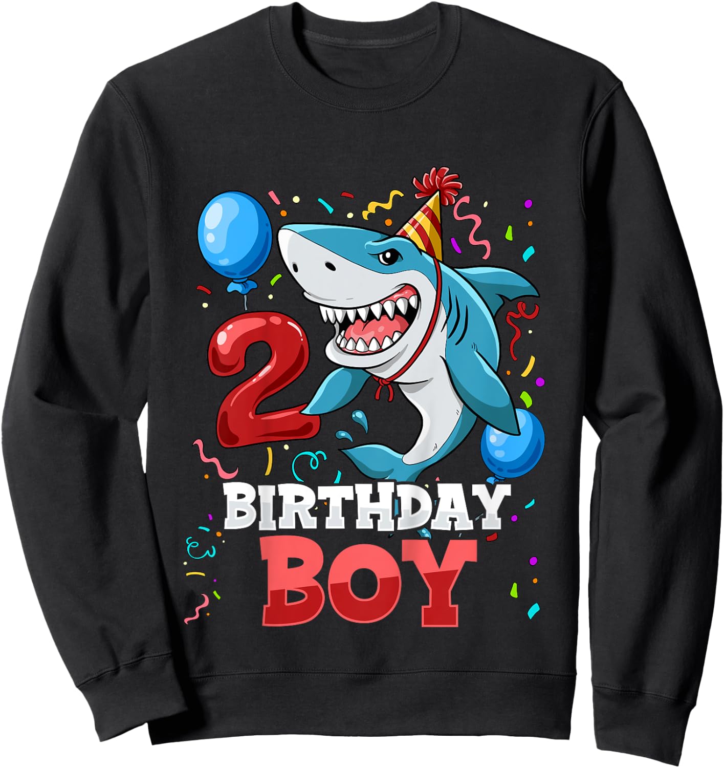 Kids Shark 2nd Birthday Boy Sweatshirt - Sweatshirt | Black